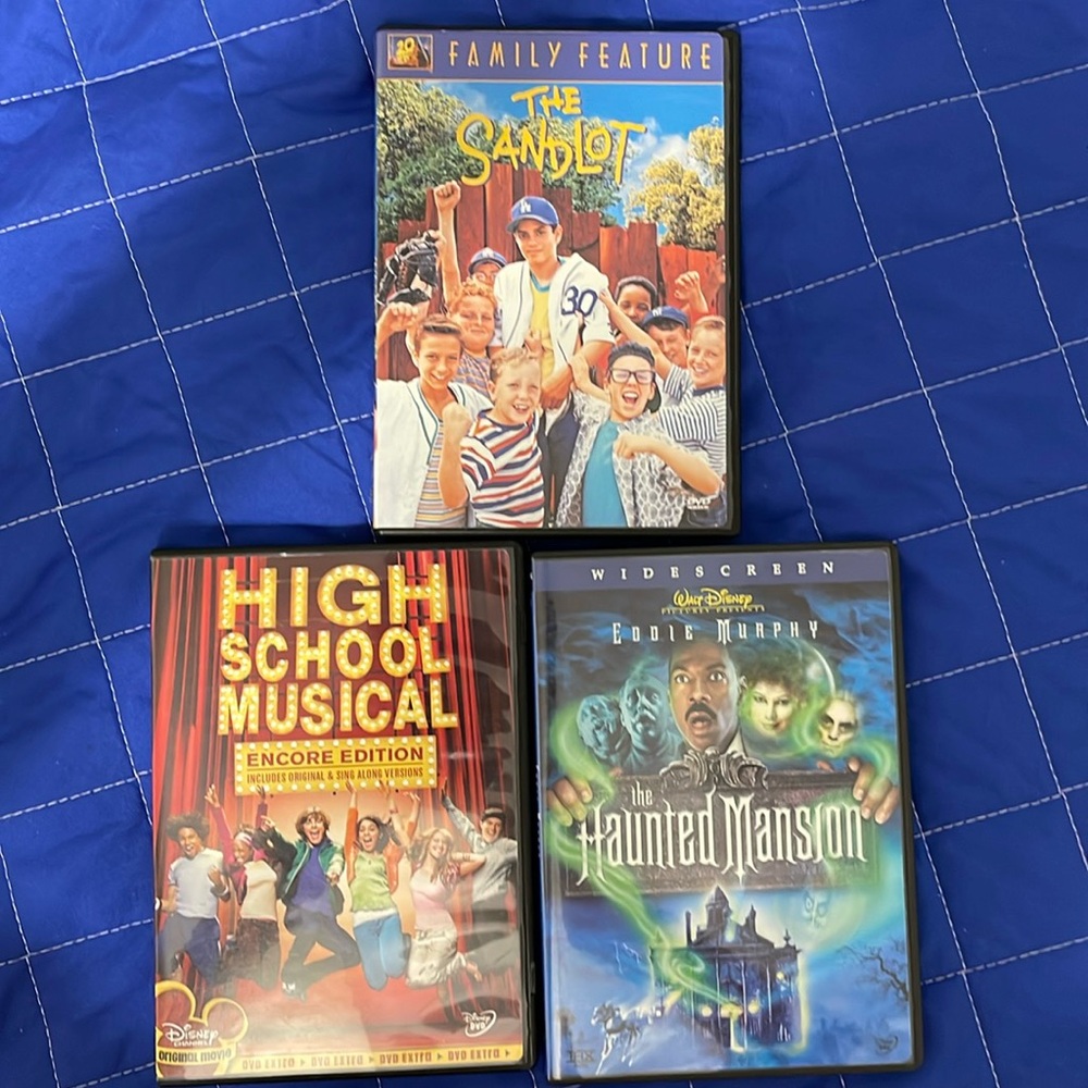 DVDS: The Sandlot, The Haunted Mansion, High School Musical